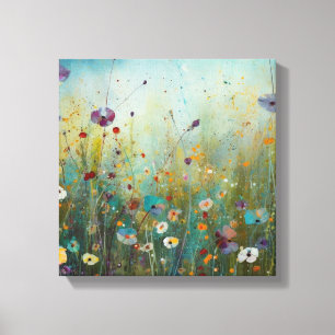 Turquise Flower Art liggande design Canvastryck