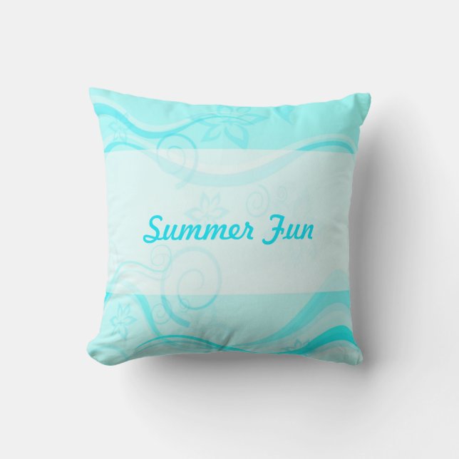 Turquise Flower och Swirls Pillow Kudde (Framsida)