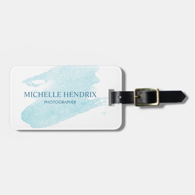 Turquise för subtil vattenfärg konstnärlig märkes- bagagebricka (Horisontell Framsida)