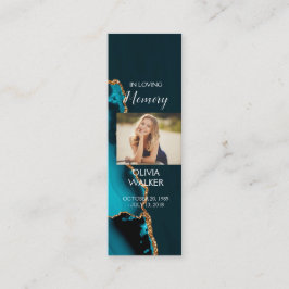 Turquise Funeral Bookmark, Funeral Keepsakkort Mini Visitkort