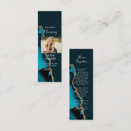 Turquise Funeral Bookmark, Funeral Keepsakkort Mini Visitkort