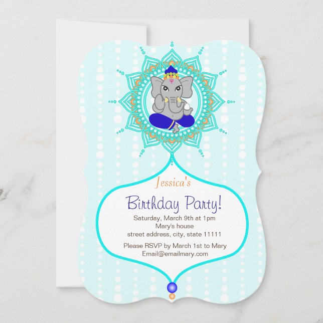 Turquise Ganesh Birthday 5" x 7" inbjudningskort (Framsida)