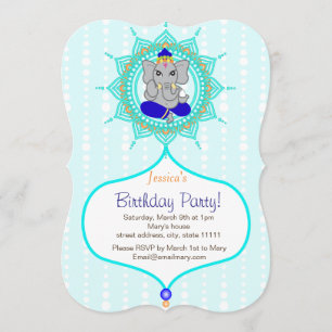 Turquise Ganesh Birthday 5" x 7" inbjudningskort