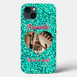 Turquise Glitter Heart Shape Photo