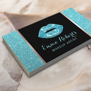 Turquise Glitter Läppar Modern Makeup Artist Salo Visitkort