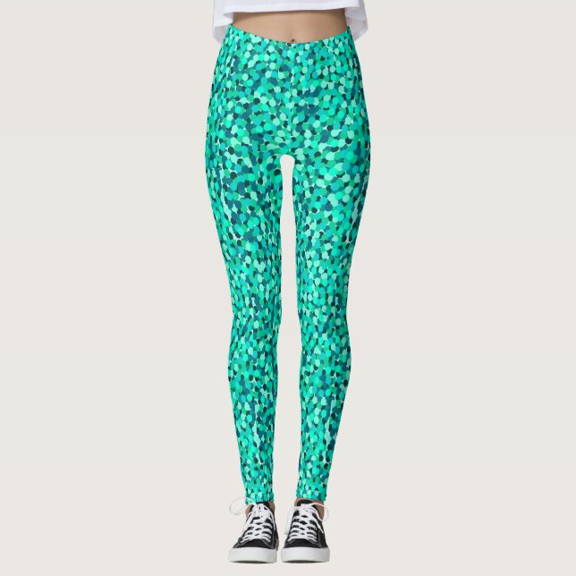 Turquise Glitter Leggings (Framsida)