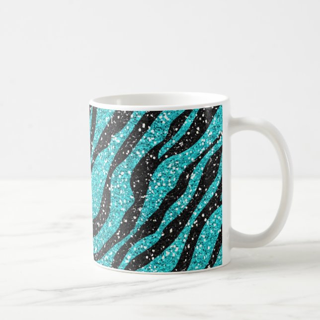 Turquise Glitter Zebra tryck Kaffemugg (Höger)