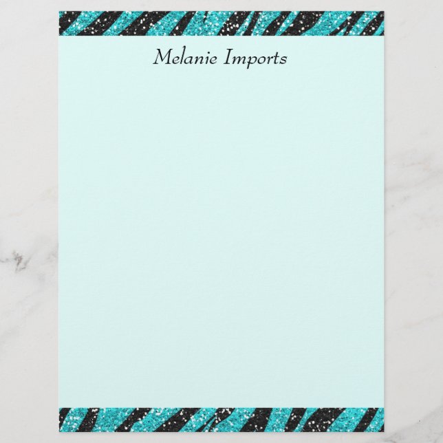 Turquise Glitter Zebra tryck Monogram (Framsida)