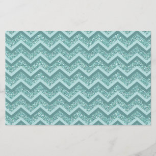 Turquise Glitter ZigZag Mönster Brevpapper