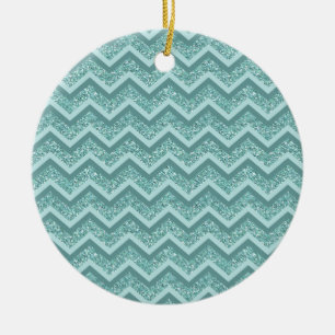 Turquise Glitter ZigZag Mönster Julgransprydnad Keramik
