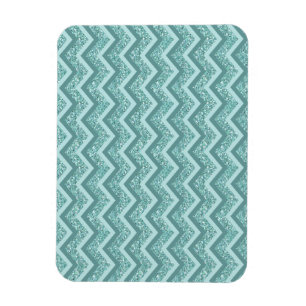 Turquise Glitter ZigZag Mönster Magnet