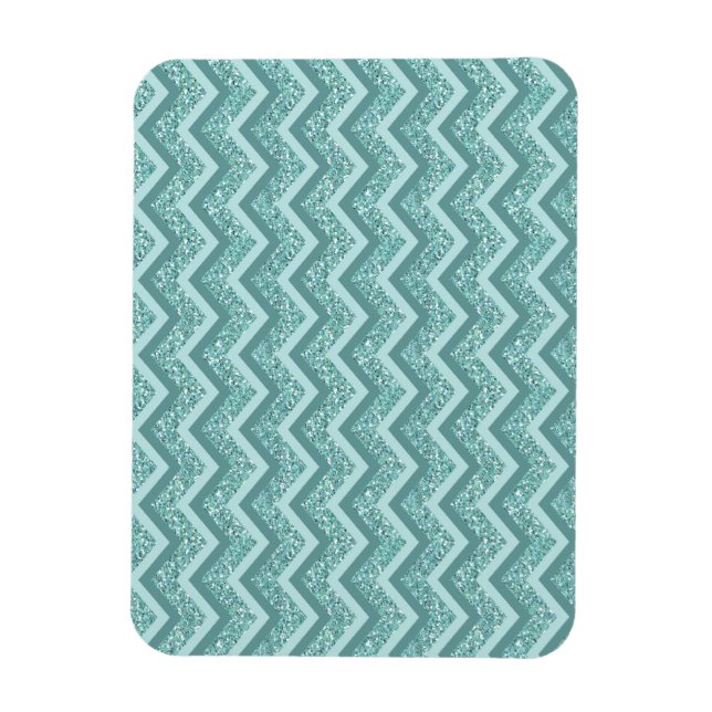 Turquise Glitter ZigZag Mönster Magnet (Vertikal)