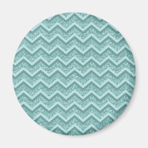 Turquise Glitter ZigZag Mönster Magnet
