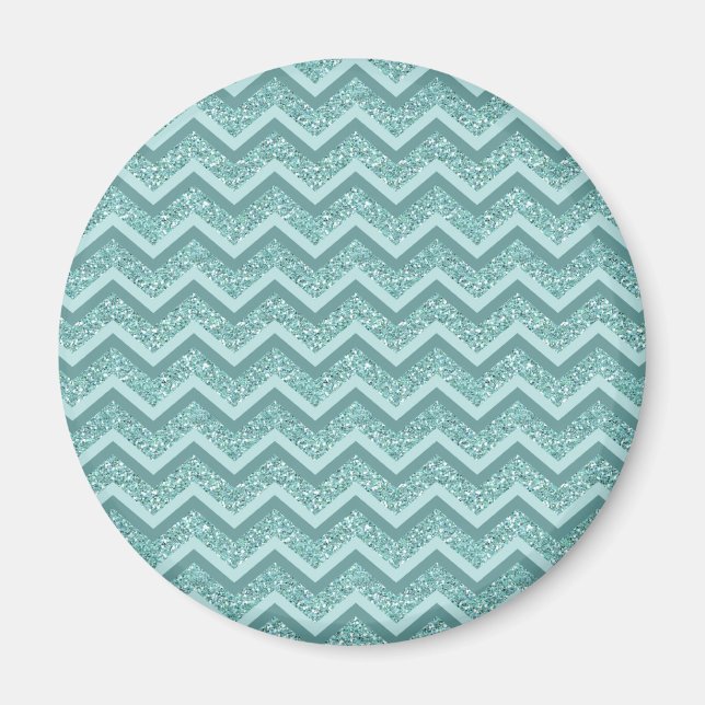 Turquise Glitter ZigZag Mönster Magnet (Framsidan)