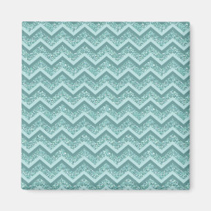 Turquise Glitter ZigZag Mönster Magnet