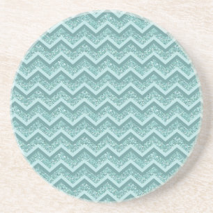 Turquise Glitter ZigZag Mönster Underlägg