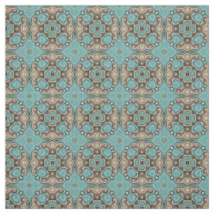 Turquise Grönt Brown Bali Batik Stil Mönster Tyg