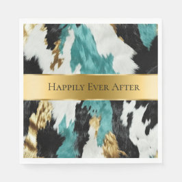 Turquise Grönt Guld Black Cowhide Bröllop Pappersservett