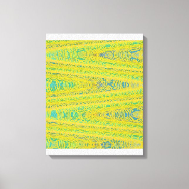 Turquise Grönt Gult Modern Geometric Abstrakt Canvastryck (Framsida)