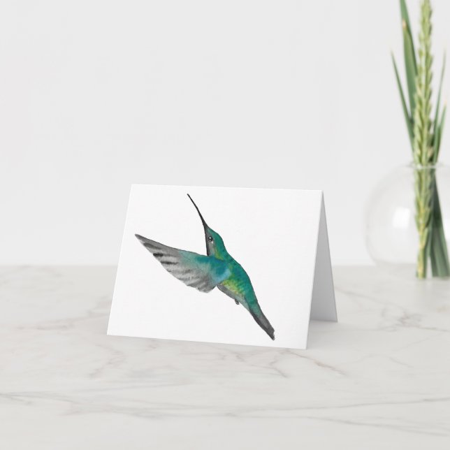 Turquise grönt Hummingbird Anteckningskort (Framsida)