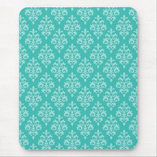 Turquise Grönt och Mint Damask Pattern Musmatta