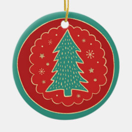 Turquise Grönt Red Guld Julgran Julgransprydnad Keramik