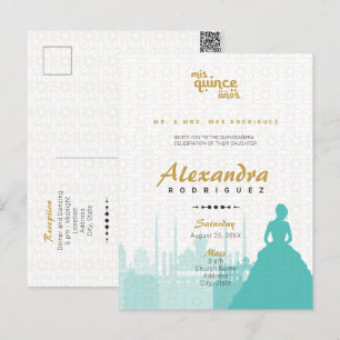 Turquise & Guld Arabian Quinceañera Photo Postcar Vykort