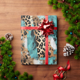Turquise Guld Black Leopard Presentpapper
