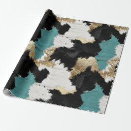 Turquise Guld, Black White Cowhide Presentpapper