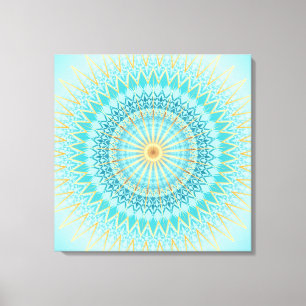 Turquise Guld Boho Mandala Canvastryck