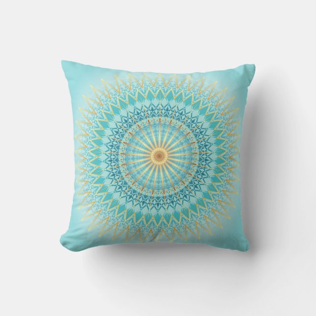 Turquise Guld Boho Mandala jul Kudde (Framsida)