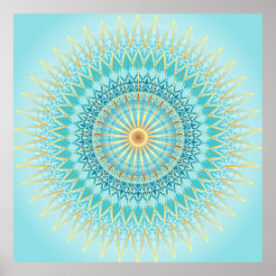 Turquise Guld Boho Mandala Poster
