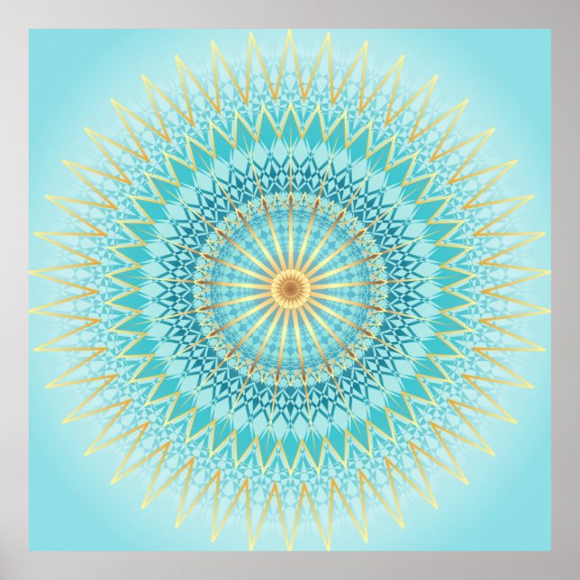Turquise Guld Boho Mandala Poster (Framsidan)