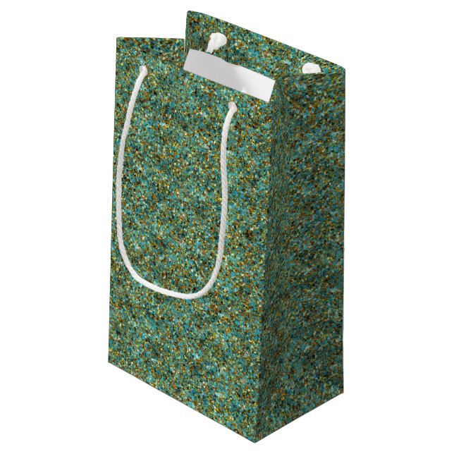 Turquise-Guld Glitter-GIFT BAG s (Baksidan Vinklad)