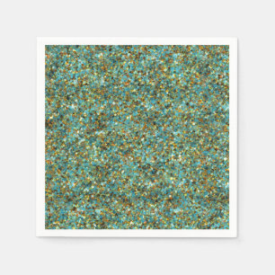 Turquise-Guld Glitter-PAPPRA NAPKINS Pappersservett