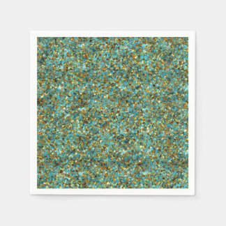 Turquise-Guld Glitter-PAPPRA NAPKINS Pappersservett