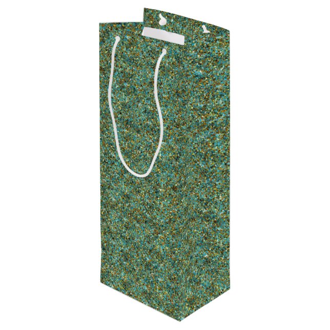 Turquise-Guld Glitter-VIN GIFT BAG (Baksidan Vinklad)
