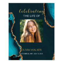 Turquise & Guld Greenery Funeral Välkomsttecken