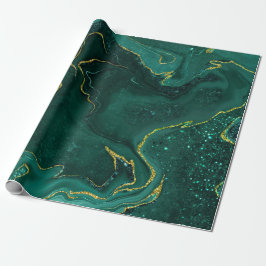 Turquise guld marbling-design presentpapper