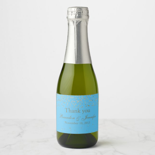 Turquise & Guld Personligt bröllp Sparkling Vin La (Framsida)