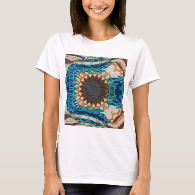 Turquise Guld Sol Southwest Art T Shirt (Framsida)