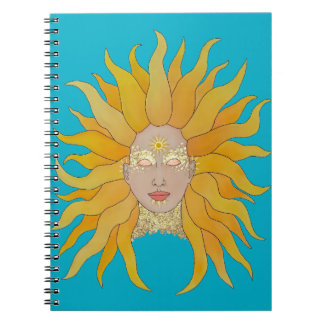 Turquise gult guld sol inspirerade anteckningsbok