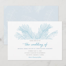 Turquise Handflatan Lövs Tropical Beach Wedding Inbjudningar