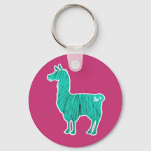 Turquise Hårig Llama Keychain