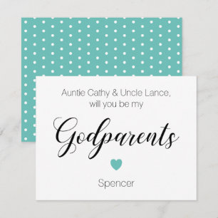 Turquise Heart, blir du mina gudföräldrar Frieri Inbjudningar