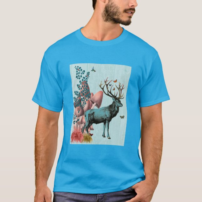 Turquise Hjort in Mushroom Forest 2 T-shirt (Framsida)