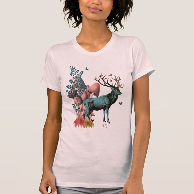 Turquise Hjort in Mushroom Forest Tee (Framsida)