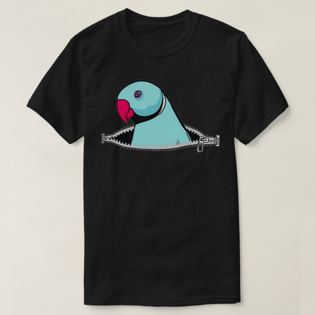Turquise Indian Ringhals Parrot in Pocket Indian  T Shirt (Design framsida)