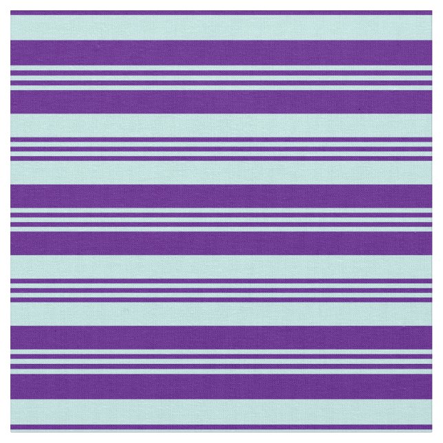 Turquise & Indigo Färgad Linjer Tyg (Närbild)