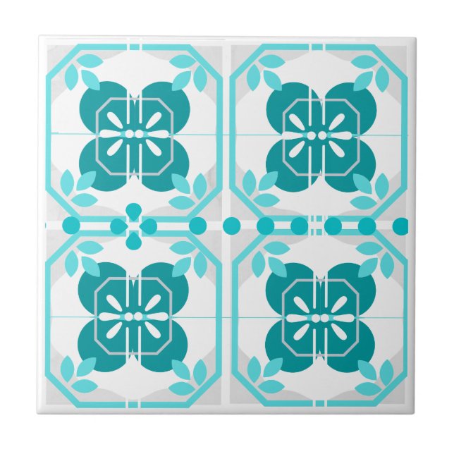 Turquise Intricate Azulejos Stil Kakelplatta (Framsidan)